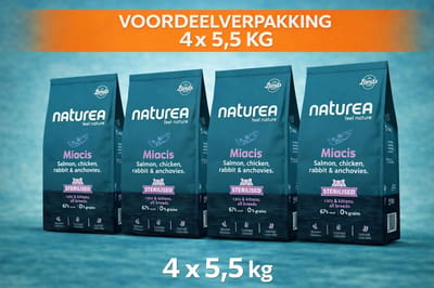 Naturea Grainfree Cat Lands Miacis Salmon Chicken Rabbit Anchovies 4x 5,5 kg Voordeelverpakking - Kat