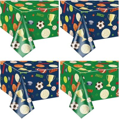 Sport Tafelkleden - Feest Tafelhoezen - Sportfeest Decoratie - Waterdicht en Herbruikbaar - 220 x 130 cm - Blauw en Groen
