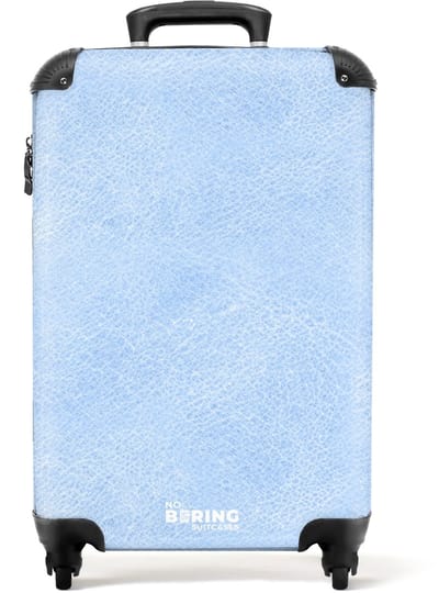 NoBoringSuitcases.com - Koffer - Lederen look licht blauw - Past binnen 55x40x20 cm en 55x35x25 cm - Trolley handbagage - Valiezen met wieltjes volwassenen - Reiskoffer op wielen - Rolkoffer lichtgewicht