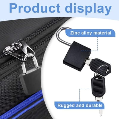 Bagagesloten - Veiligheid - Zwart - Sleutel - Set van 2 stuks - Reizen - Geschikt voor Bagage - Zwarte uitvoering Bagageslot met sleutel, mini-hangslot met sleutel, klein bagageslot (zwart)