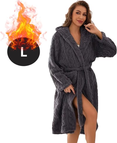 Bovista Badjas Dames - Fleece - Katoen - Badstof - Sauna - Hamam - Wafel - Bathrobe - Duster - Ochtendjas - Kimono - Spa - Donkergrijs L