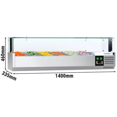 GGM Gastro Kühlaufsatzvitrine PREMIUM mit LED-Licht - 1400x335mm - 6x GN 1/4 Zilver