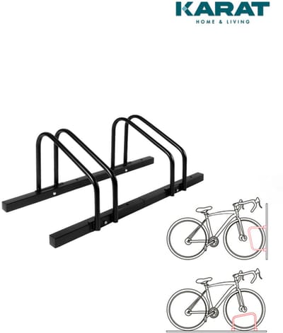 FLOORDIREKT Fietsenrek Linus - Voor Vloer- of Wandmontage - Verschillende Maten - Zwart - Voor 2 Fietsen