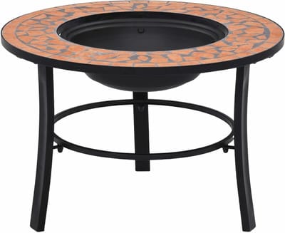 Terracotta Vuurkorf - Tuinhaard Buiten - Sfeerverwarming Tuin - Met BBQ Rooster - 68 cm - Terracotta