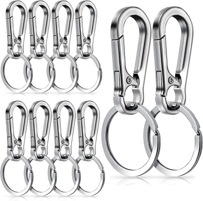 Keychain carabiner clips 10-pack - roestvrij staal - stevige haakhouder - ideaal voor organisatoren - ShopVlot