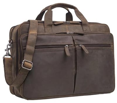 XXL Laptoptas voor 17.3 tot 19 Inch Laptop - Vintage Echt Leer