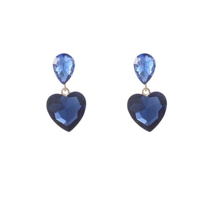 Go Dutch Label Oorknoppen Heart Stone Dangle Goud Blauw