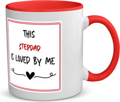 Akyol - this stepdad is loved by me koffiemok - theemok - rood - Papa - iemand die houdt van zijn stiefvader - vader cadeautjes - vaderdag - verjaardag - geschenk - kado - 350 ML inhoud