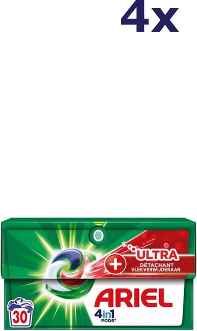 4x Ariël Pods 4in1 - 30sc699gr - +ultra vlekverwijderaar wasmiddel