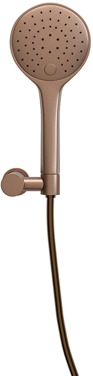 Wiesbaden Unimatch handdoucheset met handdouche 3 standen diameter 12 cm, doucheslang en wandhouder kantelbaar geborsteld brons koper