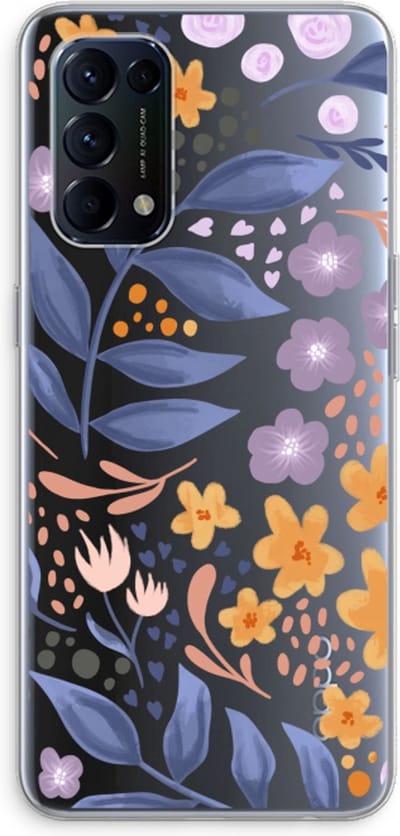 Case Company® - Hoesje geschikt voor Oppo Find X3 Lite hoesje - Flowers with blue leaves - Soft Cover Telefoonhoesje - Bescherming aan alle Kanten en Schermrand