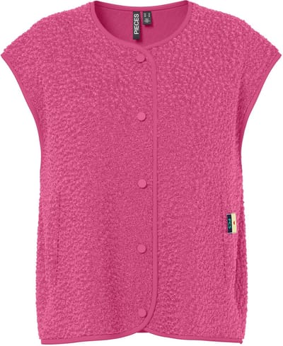 Pieces Gilet Pckatty Teddy Vest Bc 17162344 Shocking Pink Dames Maat - S