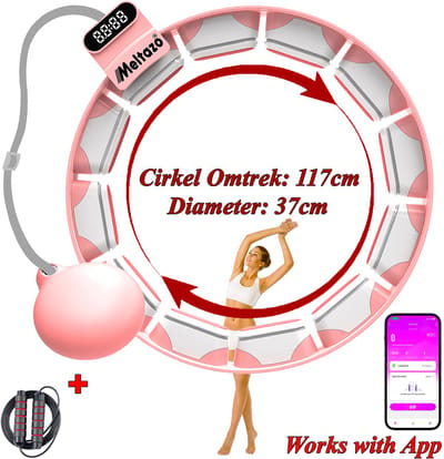 MELTAZO Hoelahoep Fitness, Hoelahoep met App, Smart Hula Hoop Fitness with App, Slimme Hoelahoop met Mobiele APP, Hoela hoep, Cerceau Intelligent avec App, Fitness Hoelahoep Volwassenen, Verstelbare Hoelahoep, Weighted Hula Hoop voor Vetverbranding