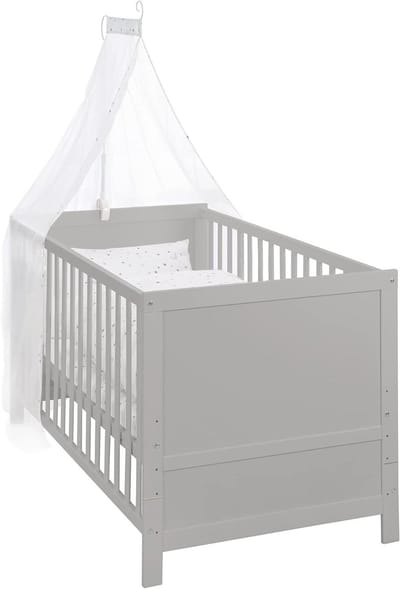 Combi-kinderbed - Baby peuterbed - Veilig slapen - Ombouwbaar tot juniorbed - 70 x 140 cm - Tweekleurig grijs