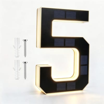 Verlichte Huisnummerlamp - Zwart - 9 Zoll - Waterdichte LED op Zonne-energie - Voor Huizen en Appartementen
