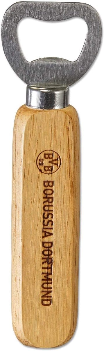 Bottle opener 10 cm - BVB flessenopener - grijs met houten handvat - perfect voor Borussia Dortmund fans - SnelShoppen