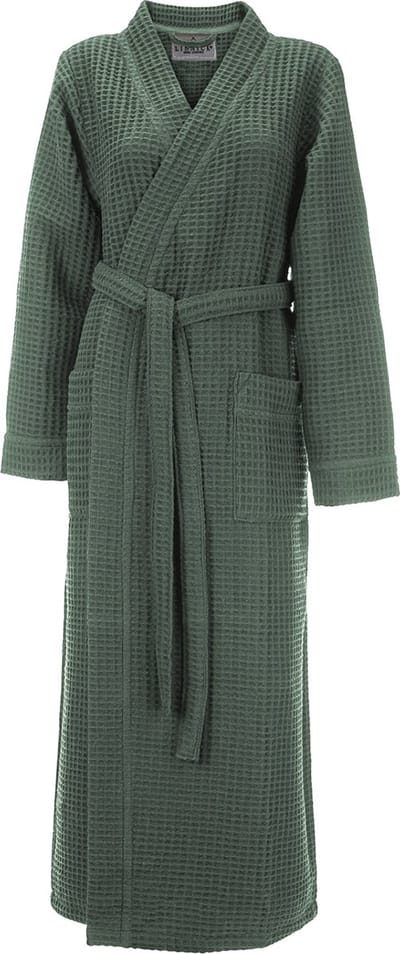 LINNICK Wafel Badjas - Olive Green - Maat S - Sauna badjas - 100% Katoen - Badjas Dames - Badjas Heren