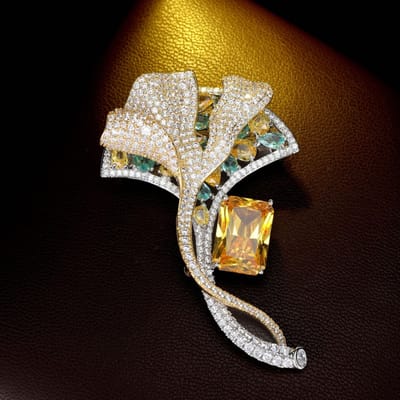 Dames Licht Luxe Design Elegante Ingezette Zirkoon Ginkgo Blad Broche Modieuze En Veelzijdige Niche Design Broche brown