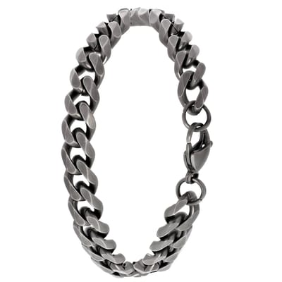 Lucardi Heren Armband gourmetschakel mat - Staal - Armband - Vaderdag Cadeautje - 21 cm - Zilverkleurig