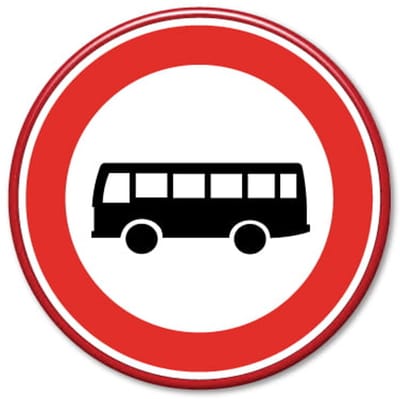 Verkeersbord verboden voor bussen - Weerbestendig Aluminium - Ø60 cm - Bevestiging: Met hekbeugels (voor spijlen- of gaashek)
