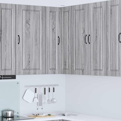 vidaXL - Wandhoekkast - PORTO - Grijs - Sonoma - 57 - x - 57 - x - 100 - cm - Bewerkt - hout