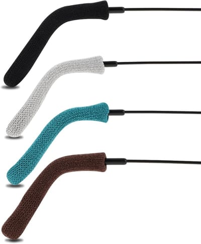 Zachte katoenen oorkussens voor brillen, anti-slip tempeltips en mouwhouder - 4 paar in verschillende kleuren