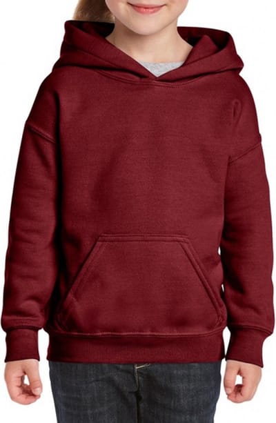 Gildan sweater met capuchon - bordeaux - voor kinderen - kinderkleding - lange mouwen - Hoodie 122/128