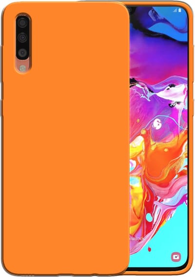 Smartphonica Siliconen hoesje voor Samsung Galaxy A70 / A70s case met zachte binnenkant - Oranje geschikt voor Samsung Galaxy A70;Samsung Galaxy A70s
