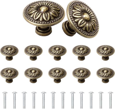 12 Stks Ronde Lade Knoppen 30MM antieke bronzy meubelknoppen,enkel gat Vintage Kast Knoppen Antieke,Deurknoppen voor Garderobekast Hardware