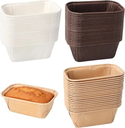 Set van 150 rechthoekige bakvormpjes van papier voor muffins, cupcakes en brood, ideaal voor desserts en gebak in verschillende kleuren
