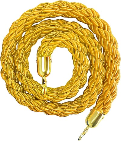Afsluittouw met gouden haken, kabelbarrière voor orde en veiligheid, 1,5 m lang in geel