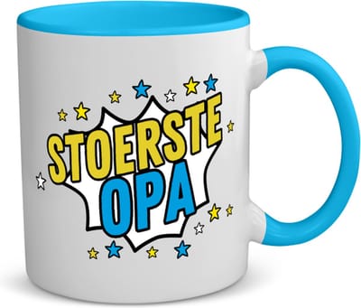 Akyol - stoerste opa koffiemok - theemok - blauw - Opa - beste opa - verjaardagscadeau - cadeau voor opa - kado - gift - 350 ML inhoud