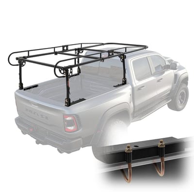 Ladderrek voor vrachtwagen en pick-up - Laadrek/imperiaal/dakrek - Draagvermogen 454 kg - Verstelbare breedte 110-160 cm - Klembevestiging zonder boren - Voor kajak en ladder