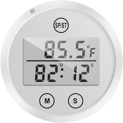 2-in-1 Digitale Watertemperatuurmeter met Timer – Waterdichte Thermometer met LCD-Display voor IJsbad, Zwembad en Sauna – Automatische en Handmatige Tijdmeting – Celsius & Fahrenheit Instelbaar – Inclusief Batterijen – Wit