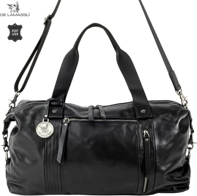 DE LAMASSU® Leren Weekendtas - Reistas Dames en Heren - 35 Liter - Echt Leer - Sporttas - Handbagage Tas - Schoudertas - 50 x 25 x 28 cm