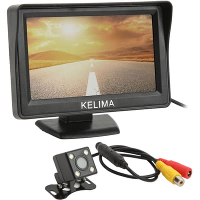 Caméra de recul 4 LED Kit Moniteur de Vue Arrière 4,3 pouces Angle Large 120 degrés Étanche IP68 Vision Nocturne pour Voiture Camion SUV beige