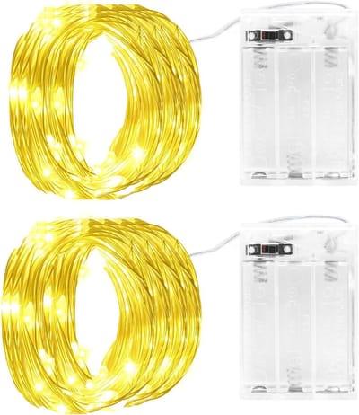 Accu Aangedreven LED Sfeerverlichting, 2 x 3 m, 30 Warmwitte LED's, Oplaadbaar met Timer, Waterdicht voor Binnen en Buiten Decoratie, Tuin, Kerst en Feestjes