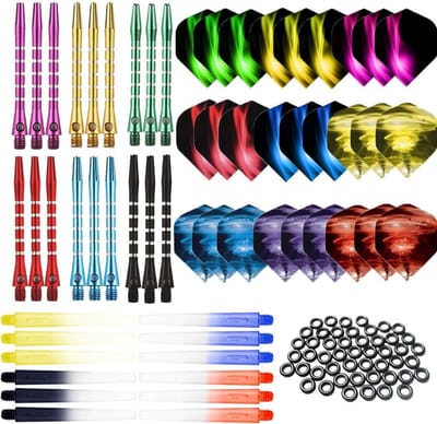 Dart Accessoires Set - Dart Onderdelen - Indoor Sport Spelen - 107 Stuks Multipack - Medium Aluminium - Multicolor