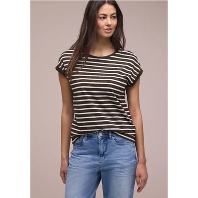 Shirt met losse schouders en strepen