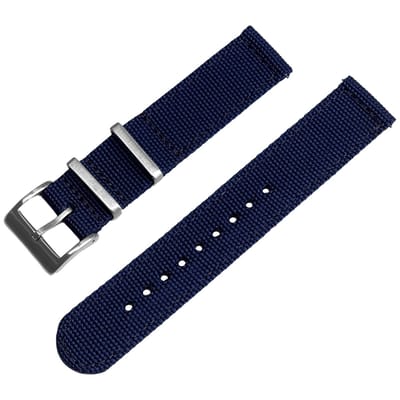 Canvas Like Nylon Two Piece NATO Strap - Makkelijk Zelf te Verwisselen Horlogeband - Blauw 20mm