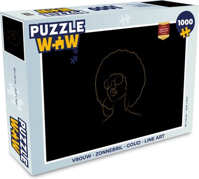 Puzzel Vrouw - Zonnebril - Goud - Line art - Legpuzzel - Puzzel 1000 stukjes volwassenen