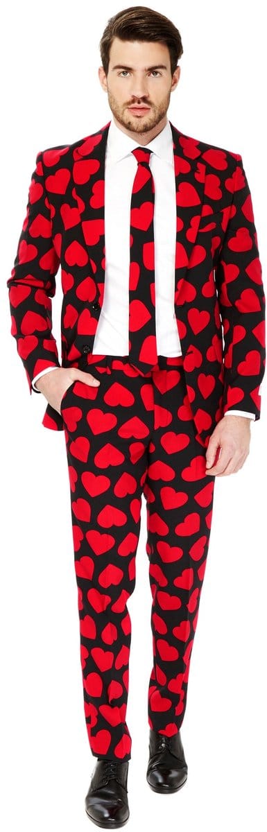 OppoSuits King of Hearts - Mannen Kostuum - Pak - Valentijn - Rood - Carnavalskleding - Maat52