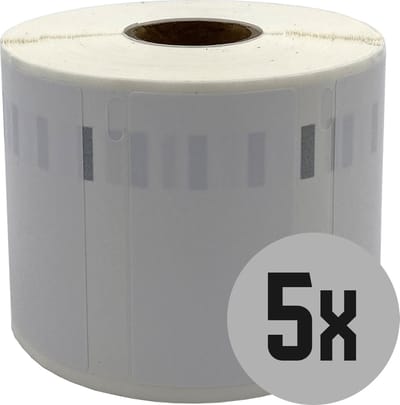 DULA Dymo kompatible Etiketten, S0722540 11354, 57 x 32 mm, Weiß, Abnehmbar, 5 Rollen, 1000 Etiketten pro Rolle