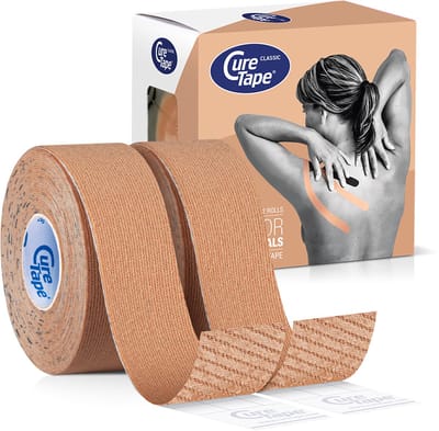 CureTape® Classic Beige - smalle Kinesiotape - 2 rollen - 2.5cm x 5m - Huidvriendelijke elastische tape - FysioTape - Kinesiologie Tape - Cure Tape - ideaal voor lymfedrainage en kleine spiergroepen en gewrichten - Blessureherstel