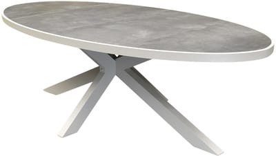 Ohio dining tuintafel ovaal 241x116xH74cm keramiek aluminium latte zand