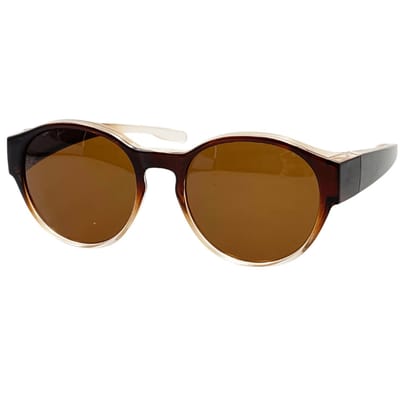 Overzet zonnebril dames - Overzetzonnebrillen - Klein montuur - Polarized - Ontspiegelde glazen – Bruin transparant montuur - Inclusief beschermhoesje