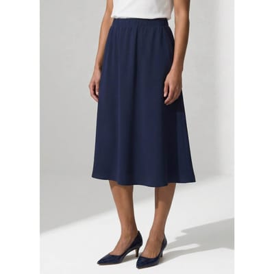 Zwierige jersey rok met elastische tailleband - marine - Gr. 42 van Goldner Fashion