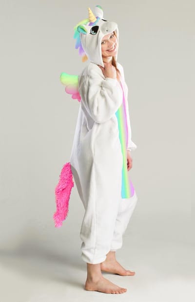 KIMU® Onesie Regenboog Pegasus Pakje - Maat 86-92 - Eenhoornpak Kostuum Eenhoorn Unicorn Pak - Peuter Huispak Jumpsuit Pyjama Fleece Meisje Festival