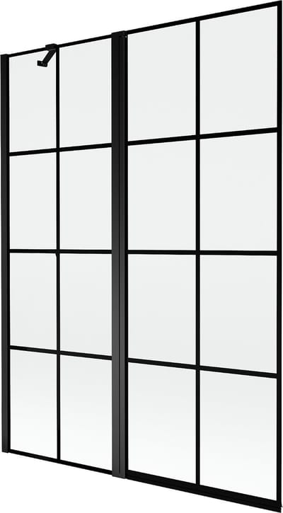Mexen Mist badwand 2-delig links 130 x 150 , zwart raster, zwart - 8A9-130-011-70-77-L