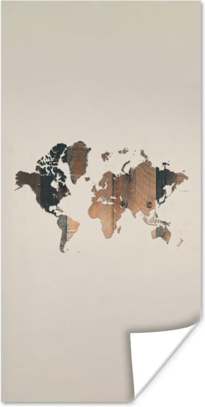 Wereldkaarten - Wereldkaart -Hout - Plank - 80x160 cm